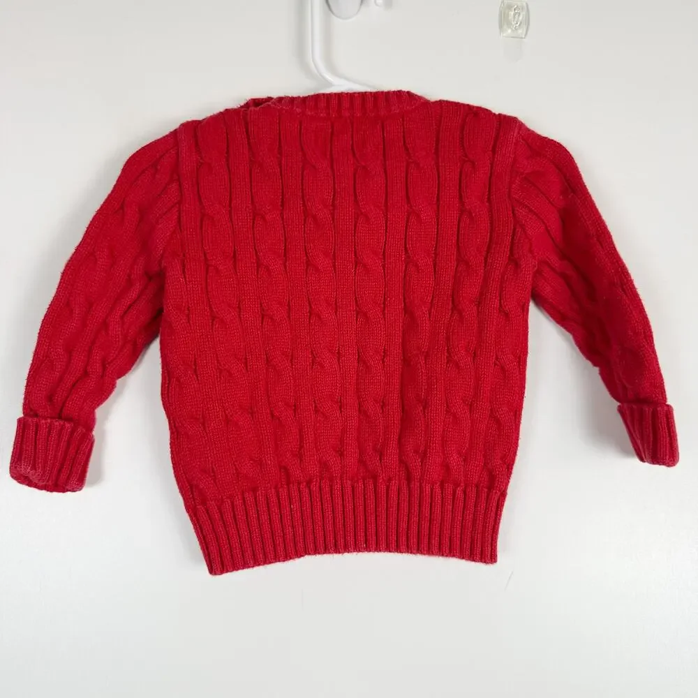 Ralph Lauren Boys Baby Cable Knit Sweater Red - 9-12 12 Months